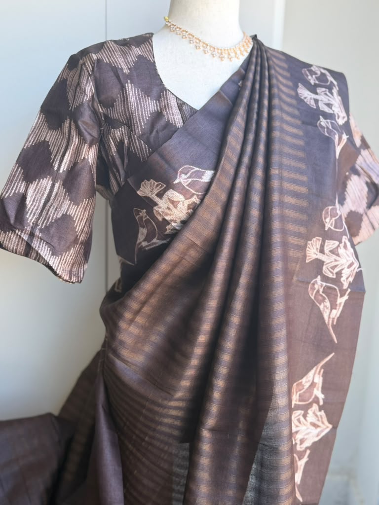 Pure Zari Tussar Neddle Shibori Work Saree | Latest Indian Sarees In USA