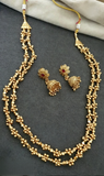 Antique Gold Beads Mala Necklace With Jumkis | Indian Traditonal Jewelry In USA