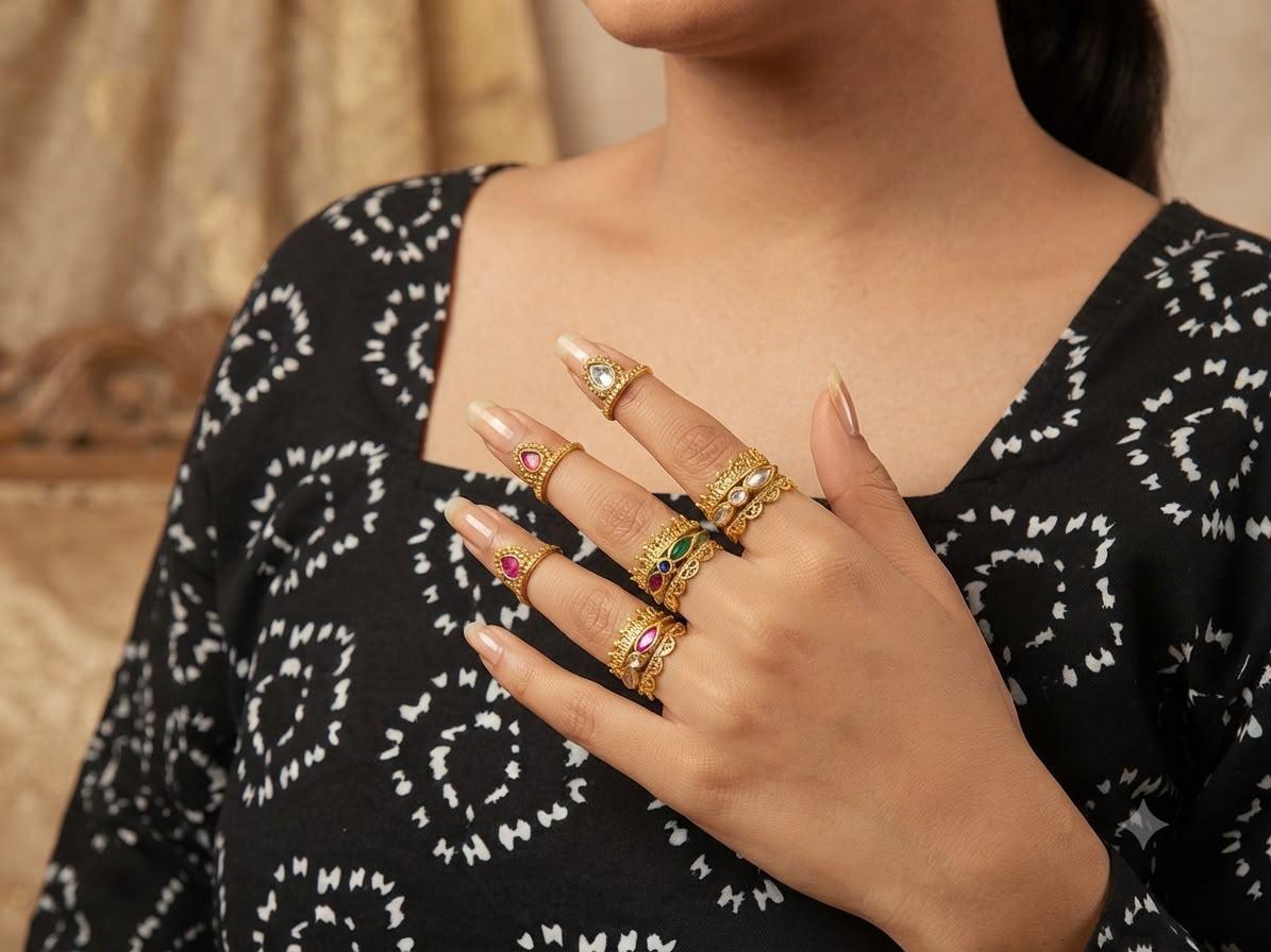 Antique Kundan Adjustble Finger Ring | Latest Indian Jewelry In USA