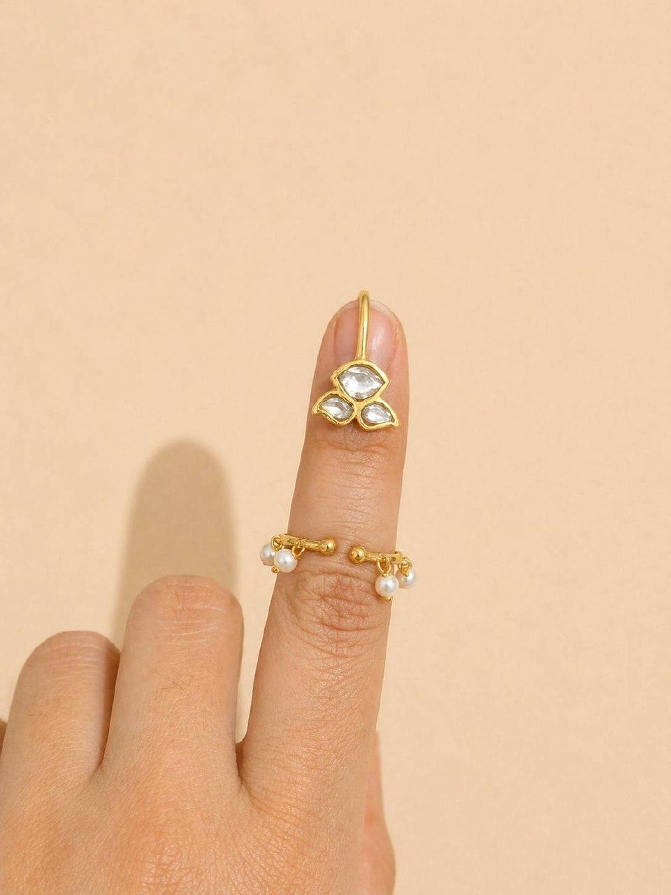 Jadau Kundan  Nail Stud Finger Ring | Latest Jewelry | Gift Idea