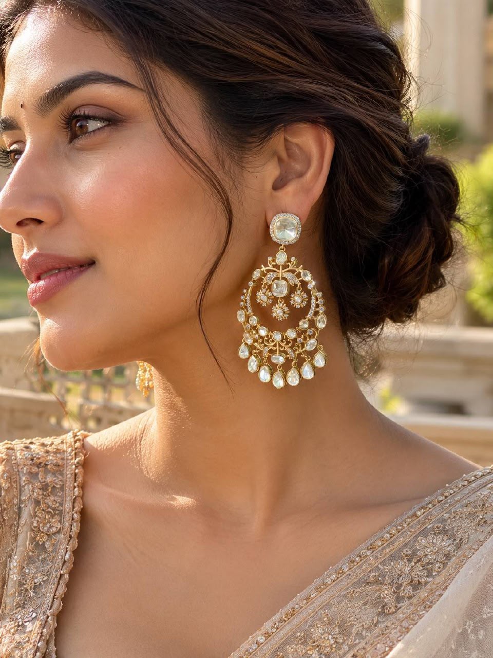 Moissanite Chandbali Earrings | Indian Jewelry In USA | bridal earrings| premium quality earrings