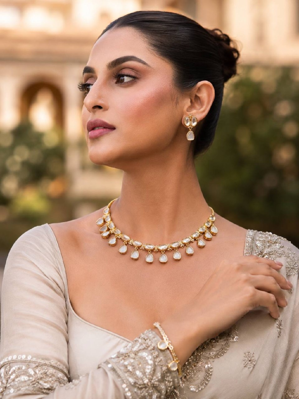 Kundan With MOP Fusion Necklace Set | Indian Jewelry In USA | Gift Idea