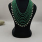 Moissanite & Green  Beads Layered Mala Necklace