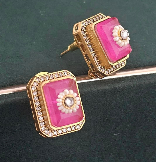 CZ Kundan Studs | Latest Indian Jewelry