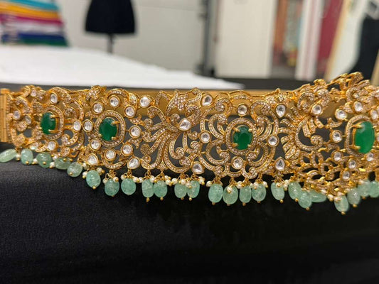Ad Polki Emerald Vaddanam | Bridal Hip Belt | Indian Jewelry In USA | Bridal Jewelry