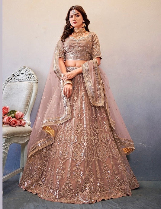 Party Wear Lehanga  | Embroidered Net Lehenga