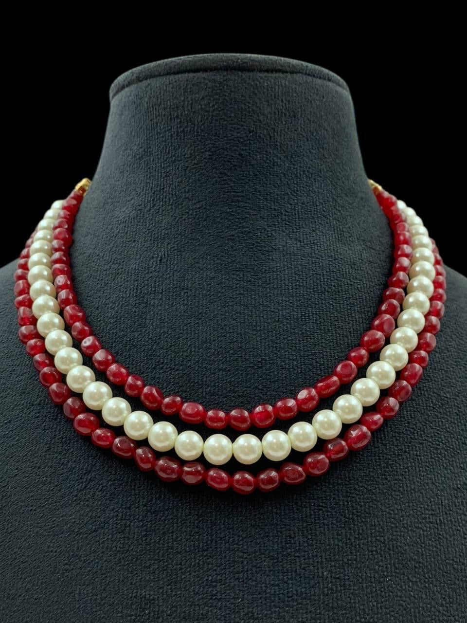 Onyx Beads & Pearls necklace | Indian Jewelry