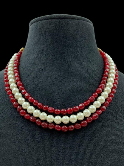 Onyx Beads & Pearls necklace | Indian Jewelry
