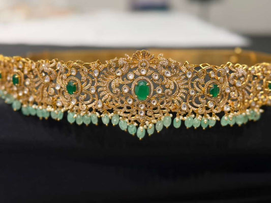 Ad Polki Emerald Vaddanam | Bridal Hip Belt | Indian Jewelry In USA | Bridal Jewelry