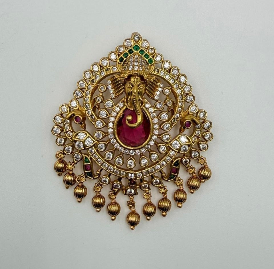 CZ Ganesh Pendant | Traditional Indian Jewelry