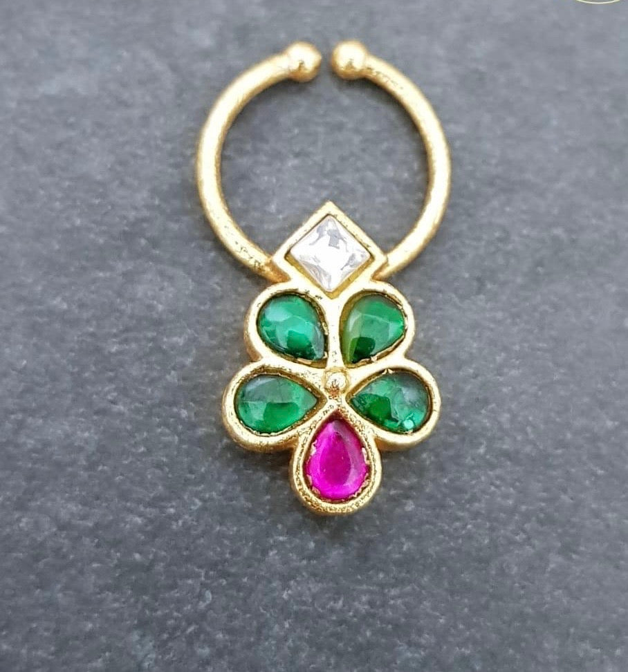 Jadau Kundan Septum Ring| Indian Nose Ring