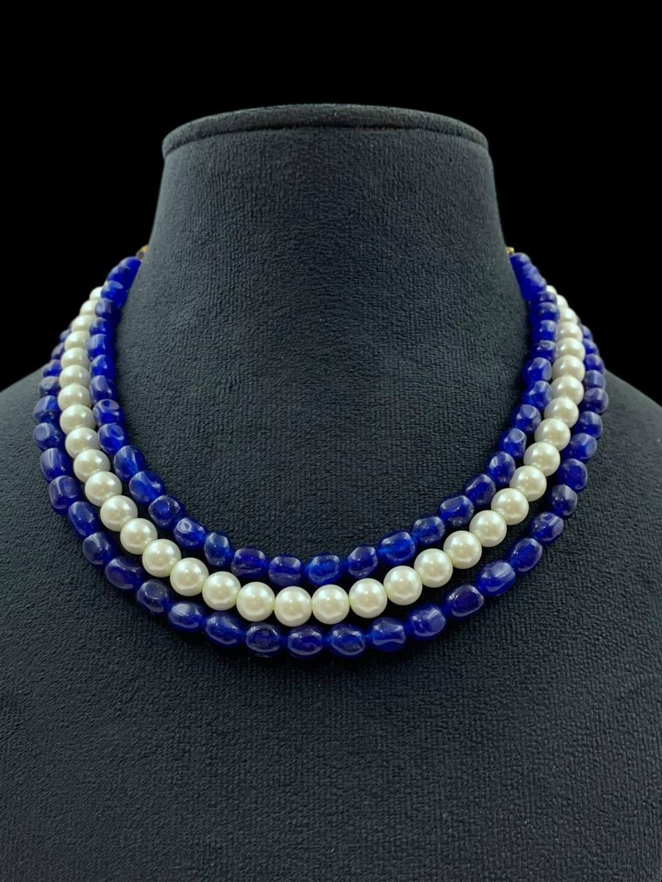 Onyx Beads & Pearls necklace | Indian Jewelry