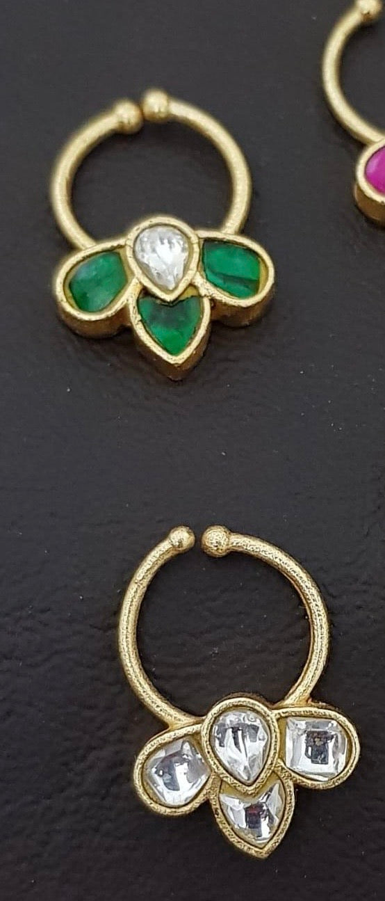 Antique Jadau Kundan Septum Ring|  Indian Nose Ring