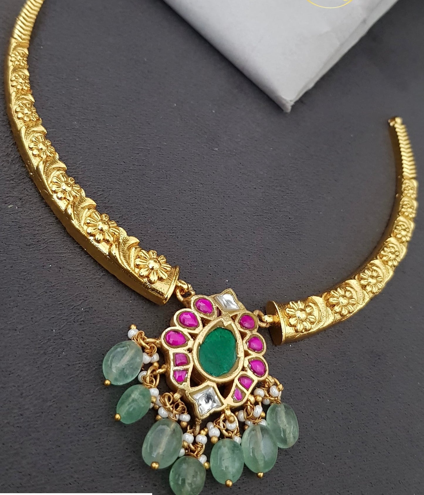 Jadau Pendant Kante Necklace | Indian Traditional Jewelry  | Kids Necklace