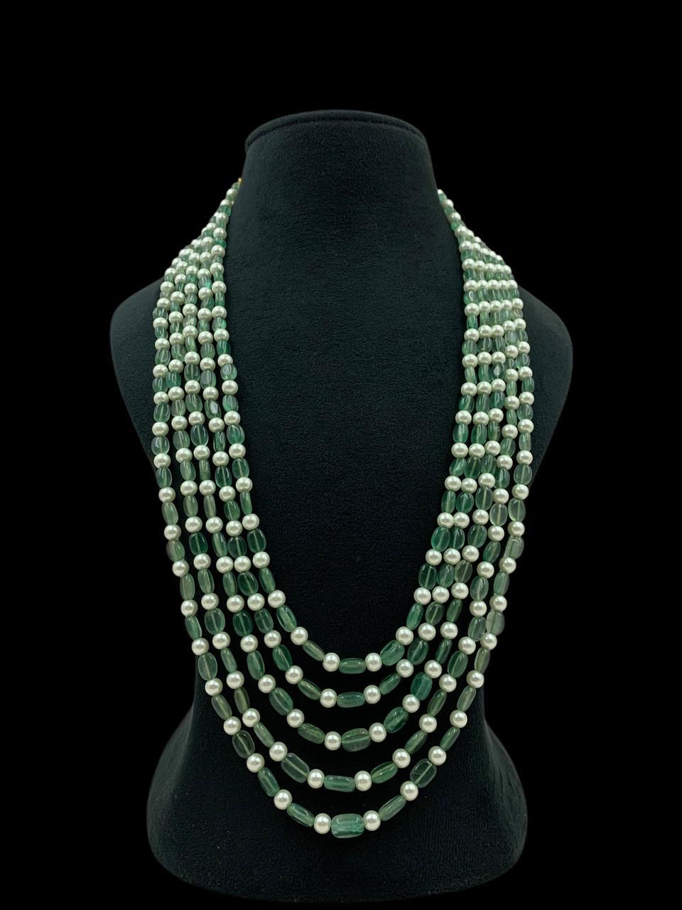 Onyx Beads & Pearl Mala Necklace  | South Indian Jewelry