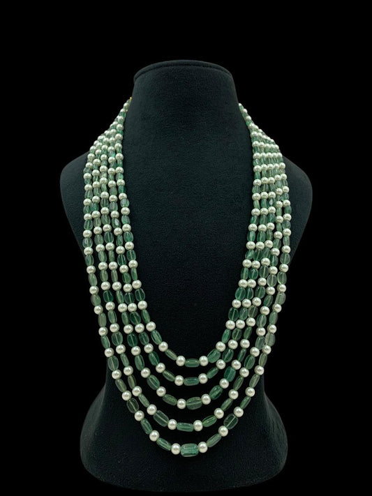 Onyx Beads & Pearl Mala Necklace  | South Indian Jewelry