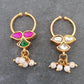 Antique Jadau Kundan 2in One Septum Ring |  Indian Nose Ring