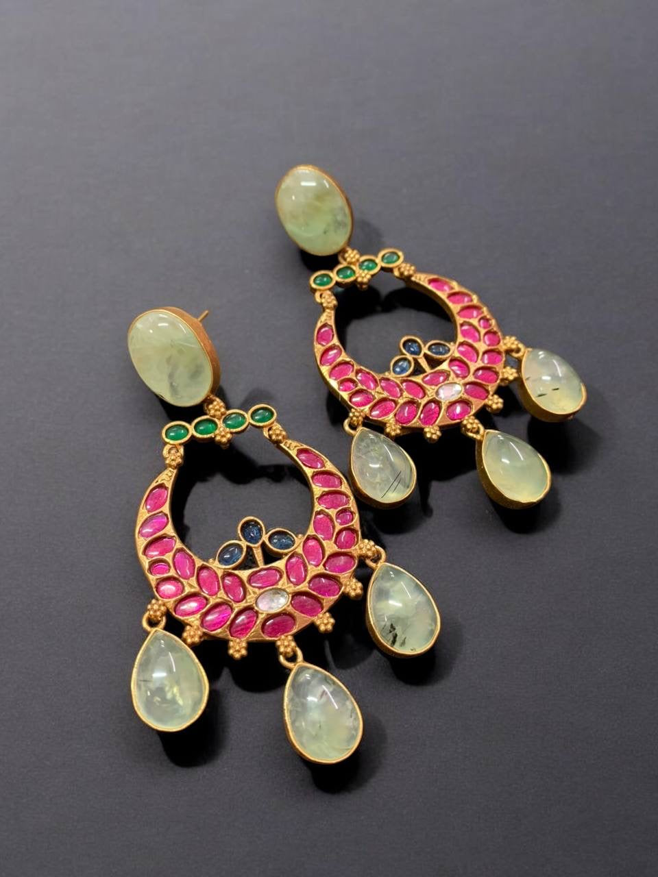 Jadau Fusion Kundan Chandbalis| Indian Earrings