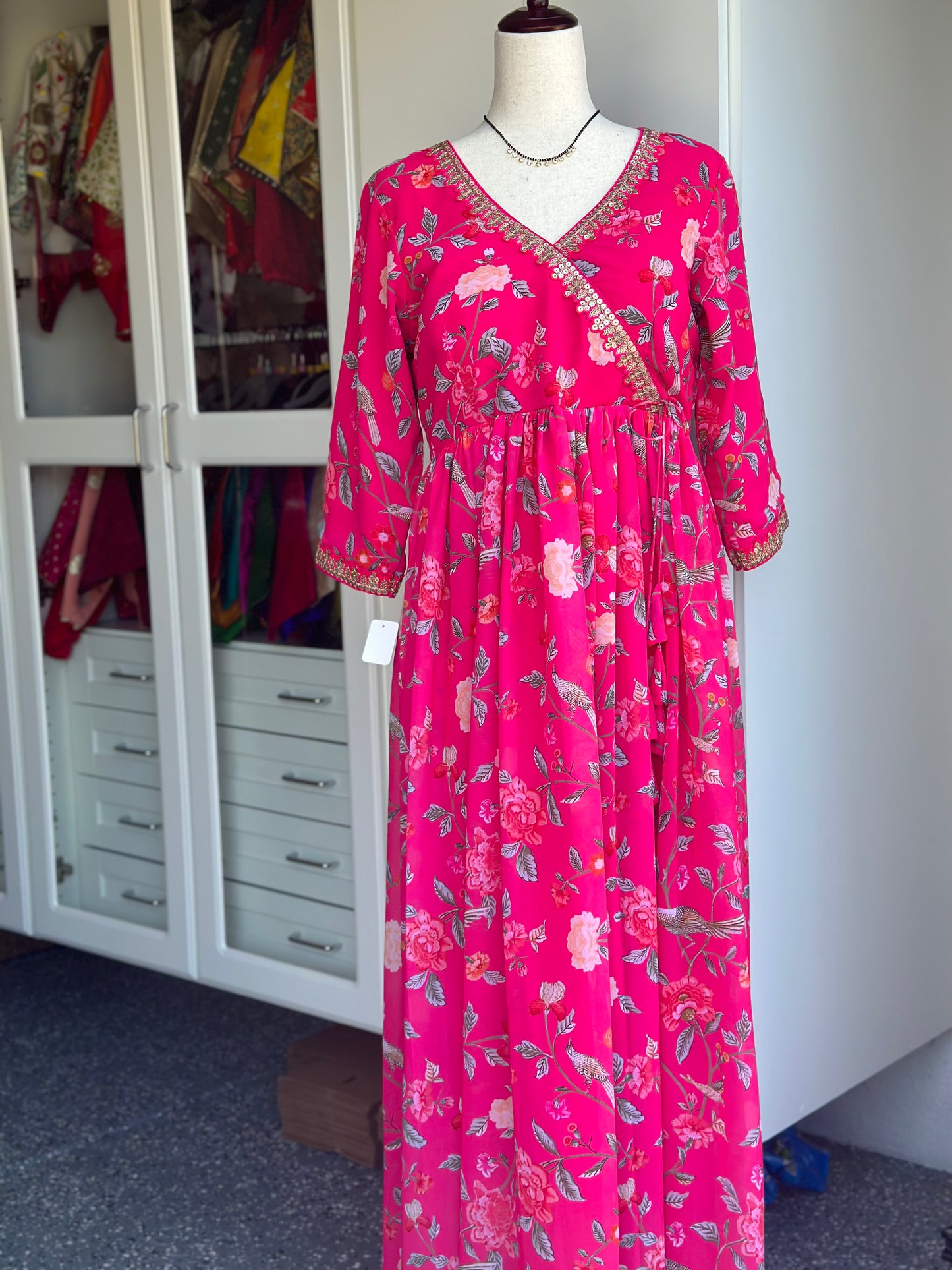 Pink long dress | Georgette long dress