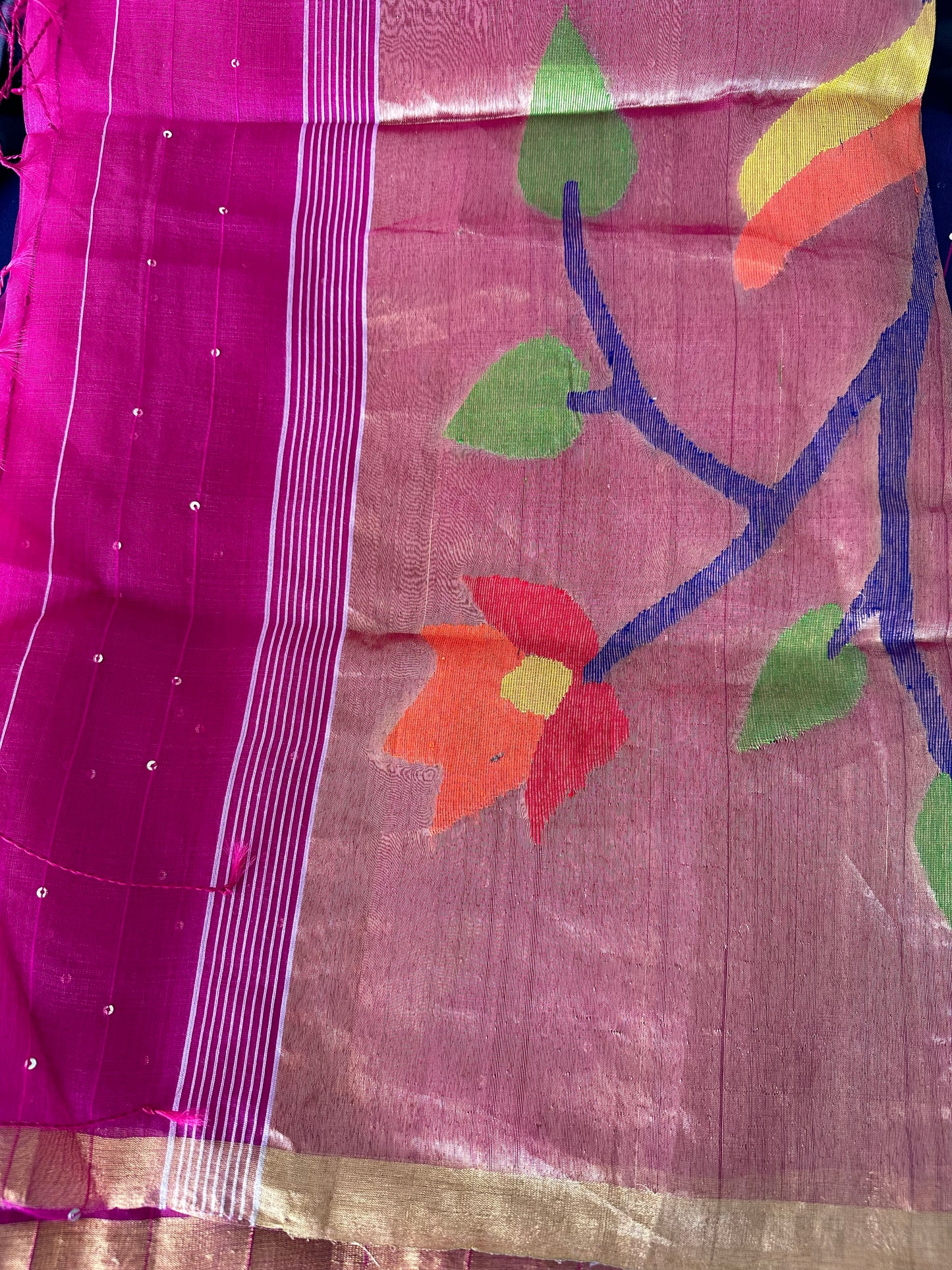 Sequins saree with paithani pallu