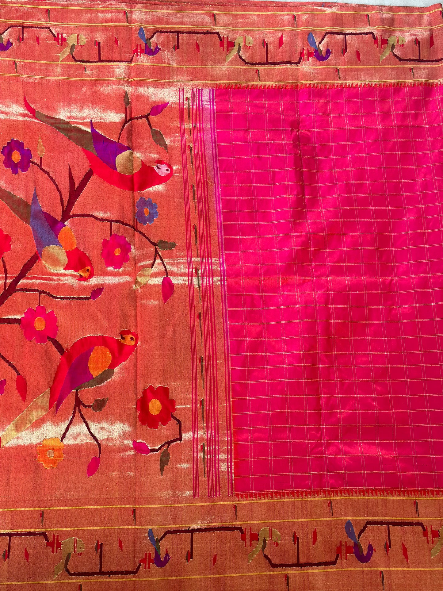 Hot pink pure paithani saree | sarees in USA | handloom saree