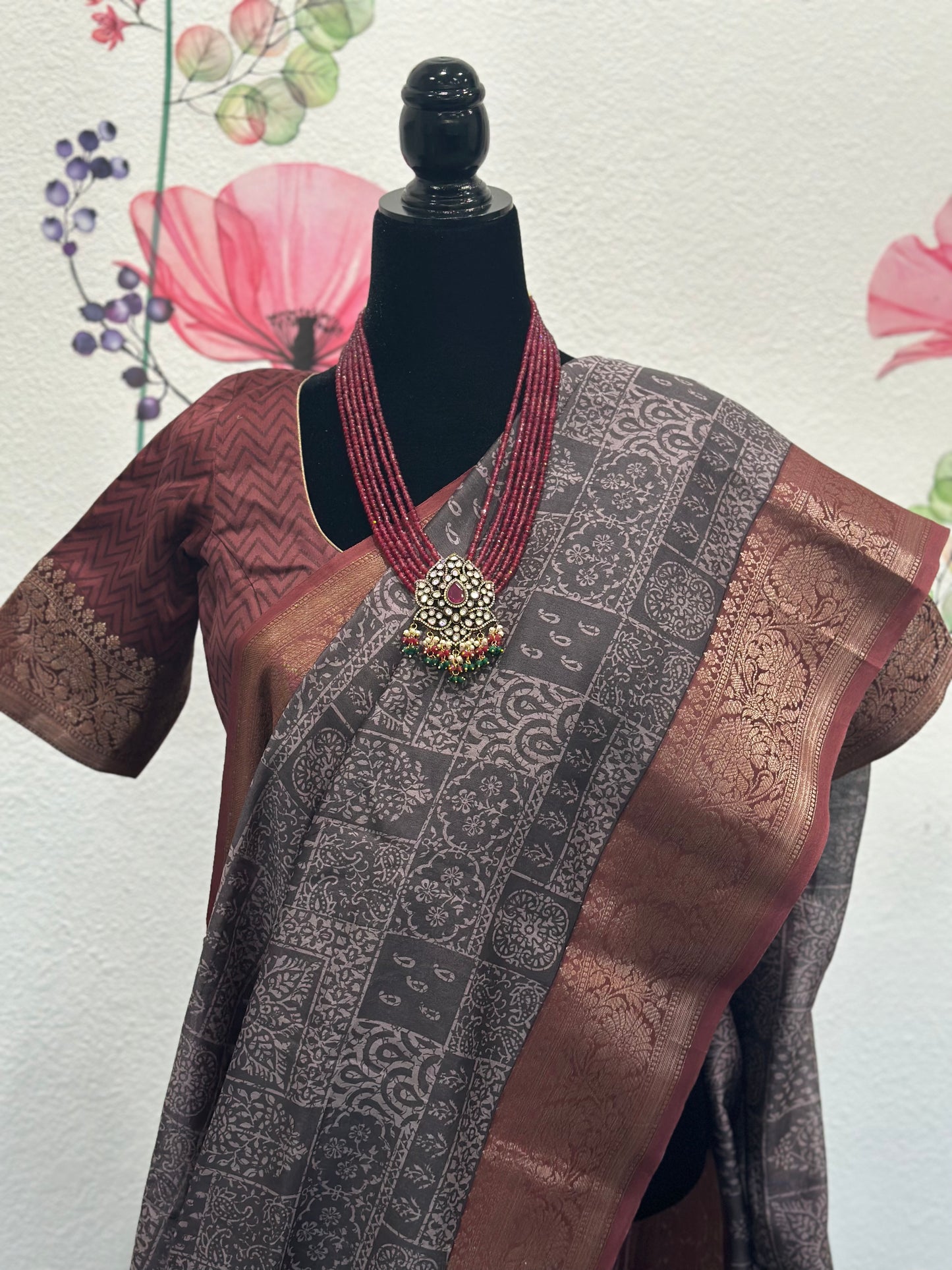 Maheswari silk saree | Simple party wear saree | Saree with blouse