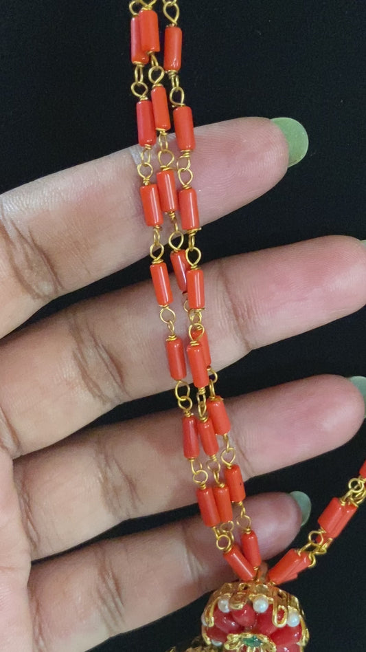 Coral temple necklace | Indian jewelry in USA