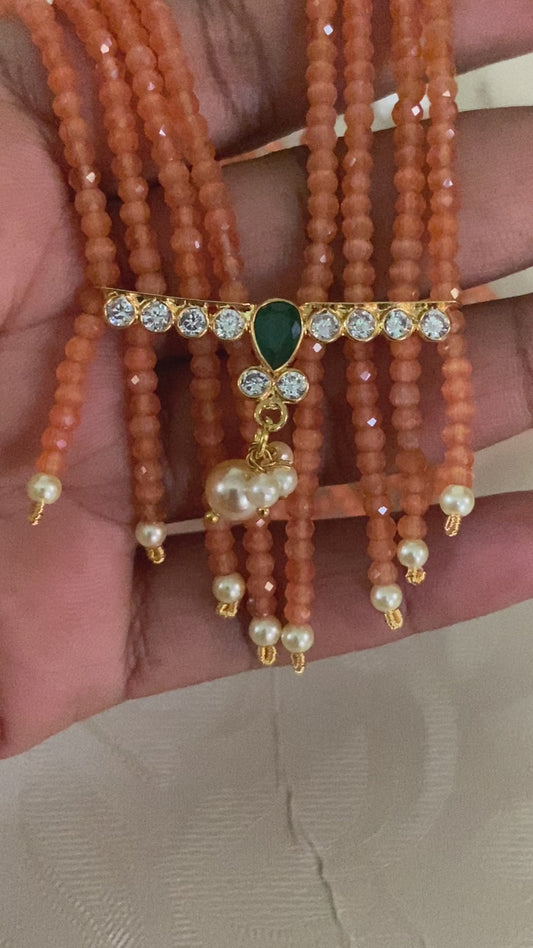 Simple Broch Pendant Beads Mala | Indian Necklace
