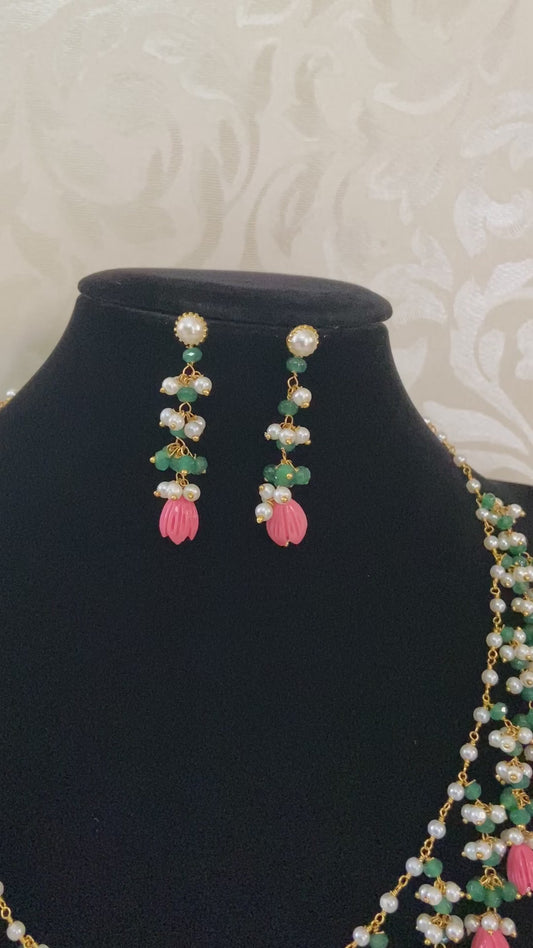 Tulips necklace | Light weight necklace | Indian jewelry in USA