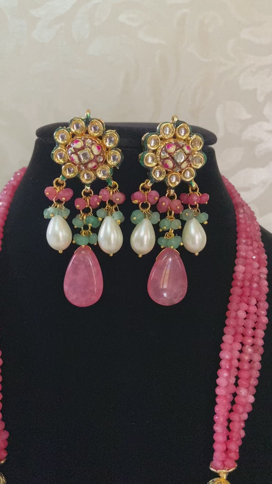 Meenakari kundan pendant necklace | Long necklace