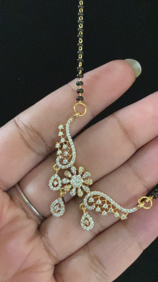 AD 2Tone Pendant Mangalsutra | Traditional Black Beads | Gift Idea