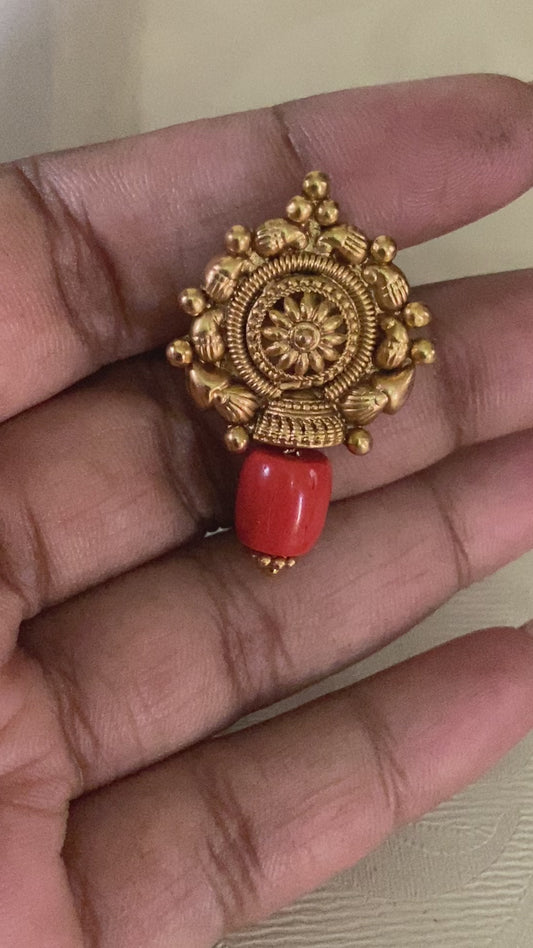 Coral Mala Necklace With Earrings |  Handmade jewelry