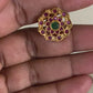 Matte Gold Ruby Green Necklace With Studs | South Indian Necklace