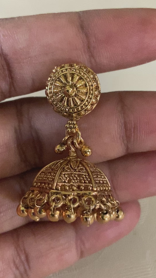 Gold Balls Two line Mala With Jumki Earrings  | Antique Indian Jewelry