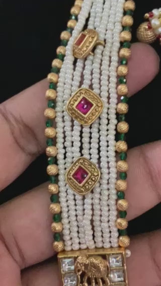 Antique Pendant pearl Long Necklace | Indian jewelry in USA | Traditional jewelry