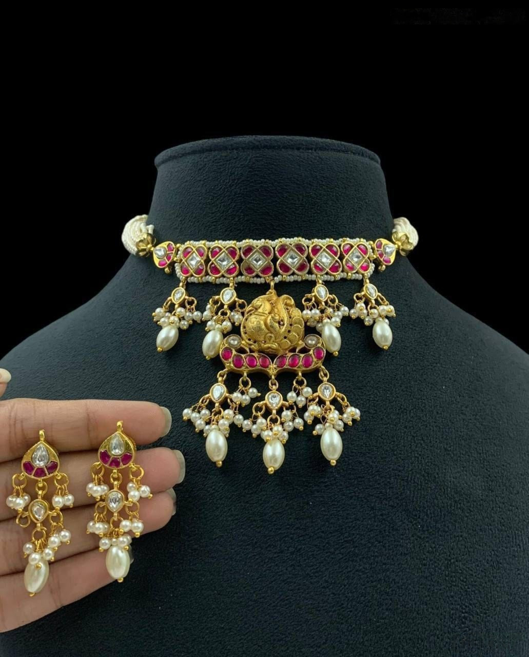Jadau Kundan Pearl Choker Set | Indian Jewelry In USA