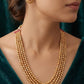 4 Lines Gold Beads Necklace With Studs | Palakasarlu Necklace | Indian Jewelry In USA