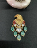 Polki  Ruby Green Garuda Brooch | Multipurpose Brooch Pin | Indian Jewelry