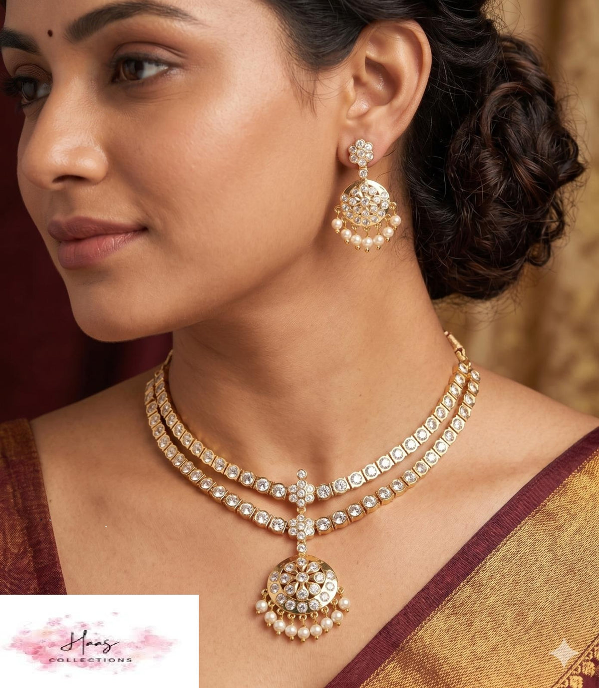 Traditional AD Real Kempu Necklace Set | Indian Jewelry In USA