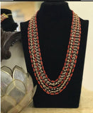 Layered Coral Green & Pearl Mala | Indian Beads Necklace