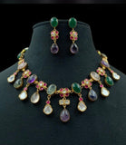 Natural stones Fusion Necklace | Moissanite &  Kundan Necklace