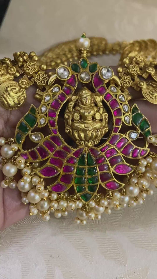 Long Antique necklace | Jadau kundan pendant necklace | Grand necklace