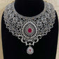 Rhodium polish necklace with earrings