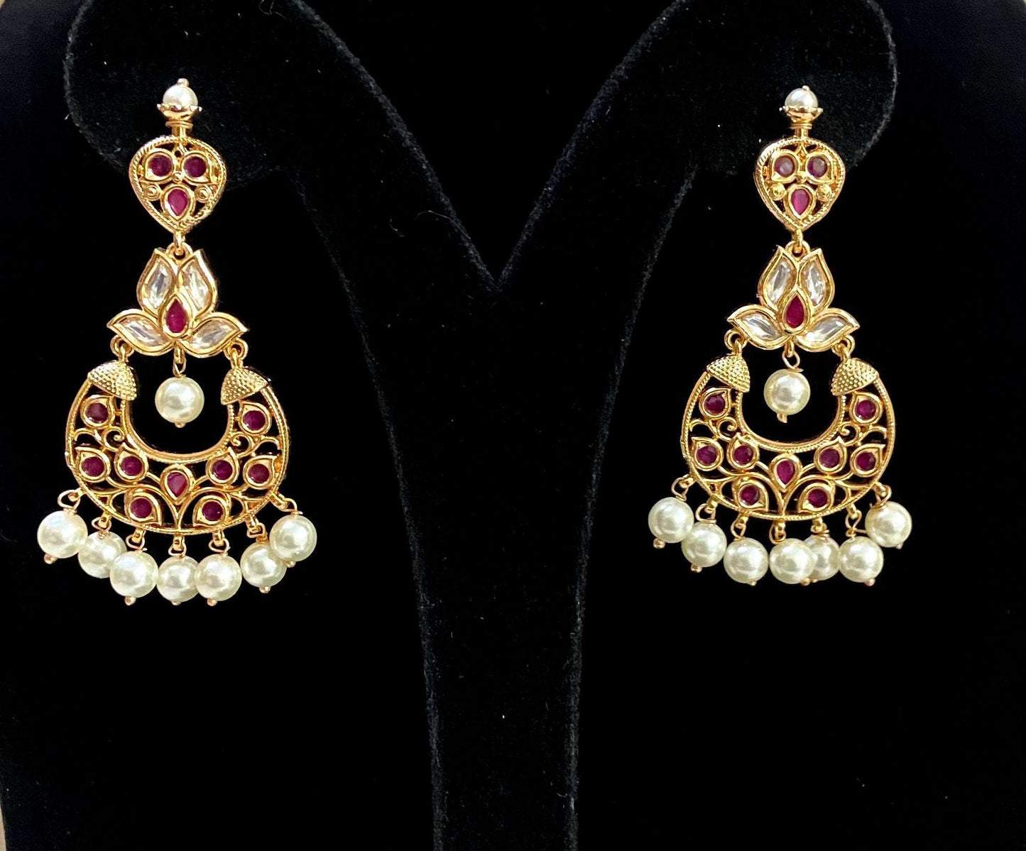 Kundan chandbali earrings