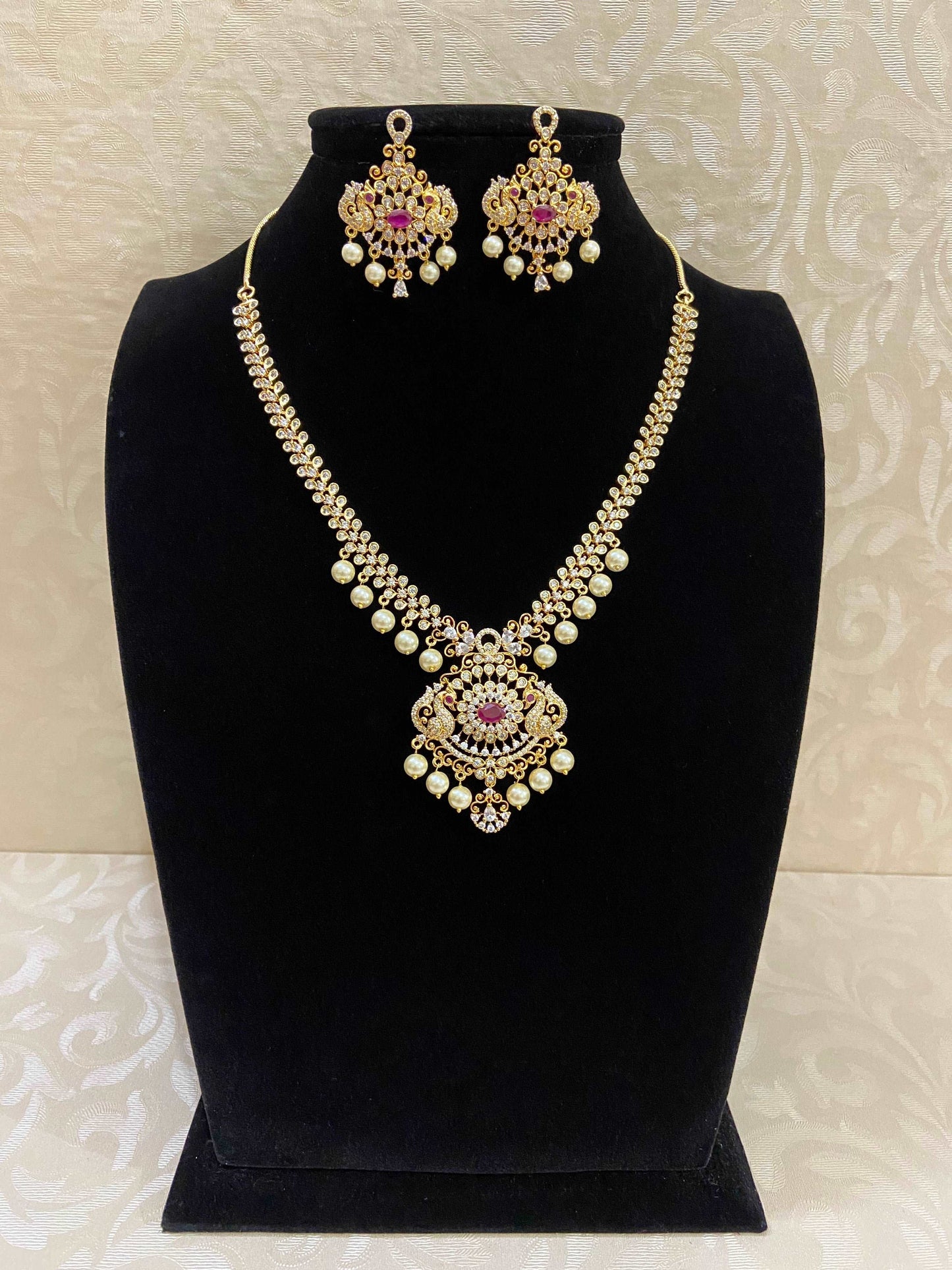 CZ necklace with earrings