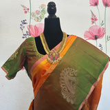Kanchi pattu saree with embroidery blouse