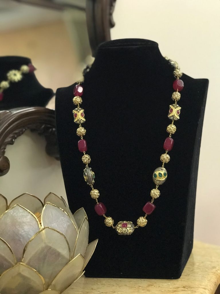 Exclusive necklace | AD balls necklace | simple beads necklace | Victorian beads necklace