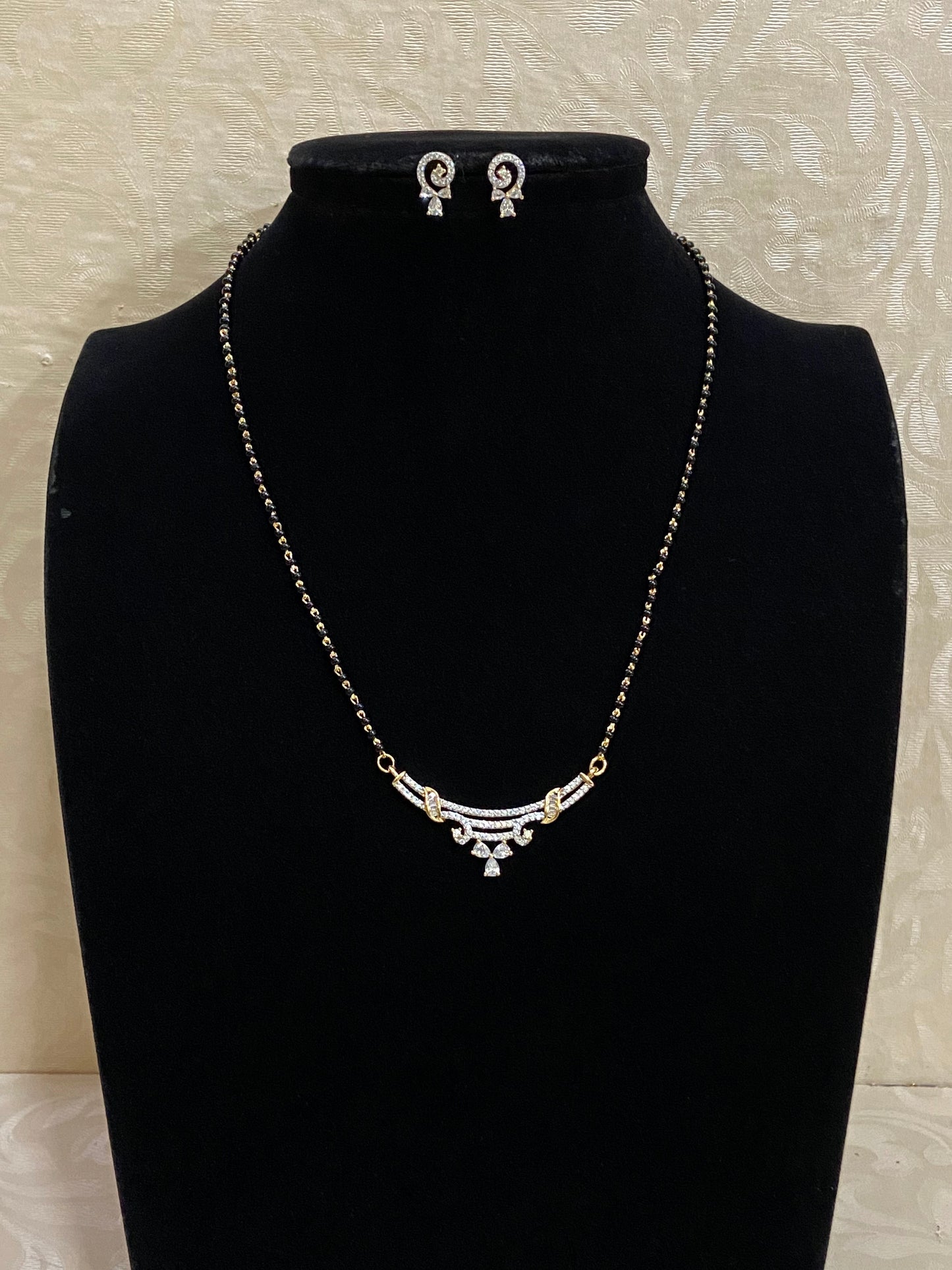 AD pendant mangalsutra | black beads necklace