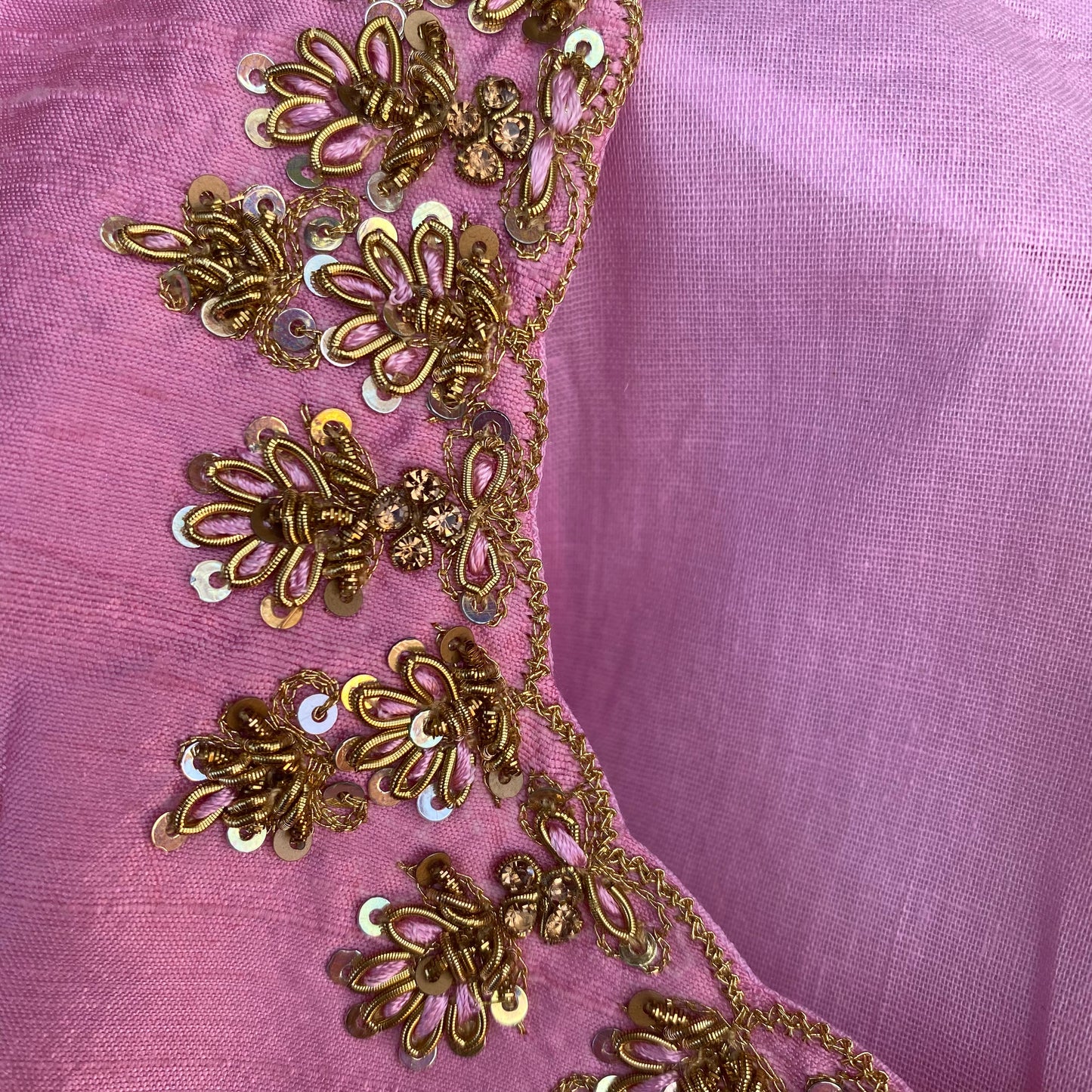 Baby pink Rawsilk embroidery blouse | designer blouse