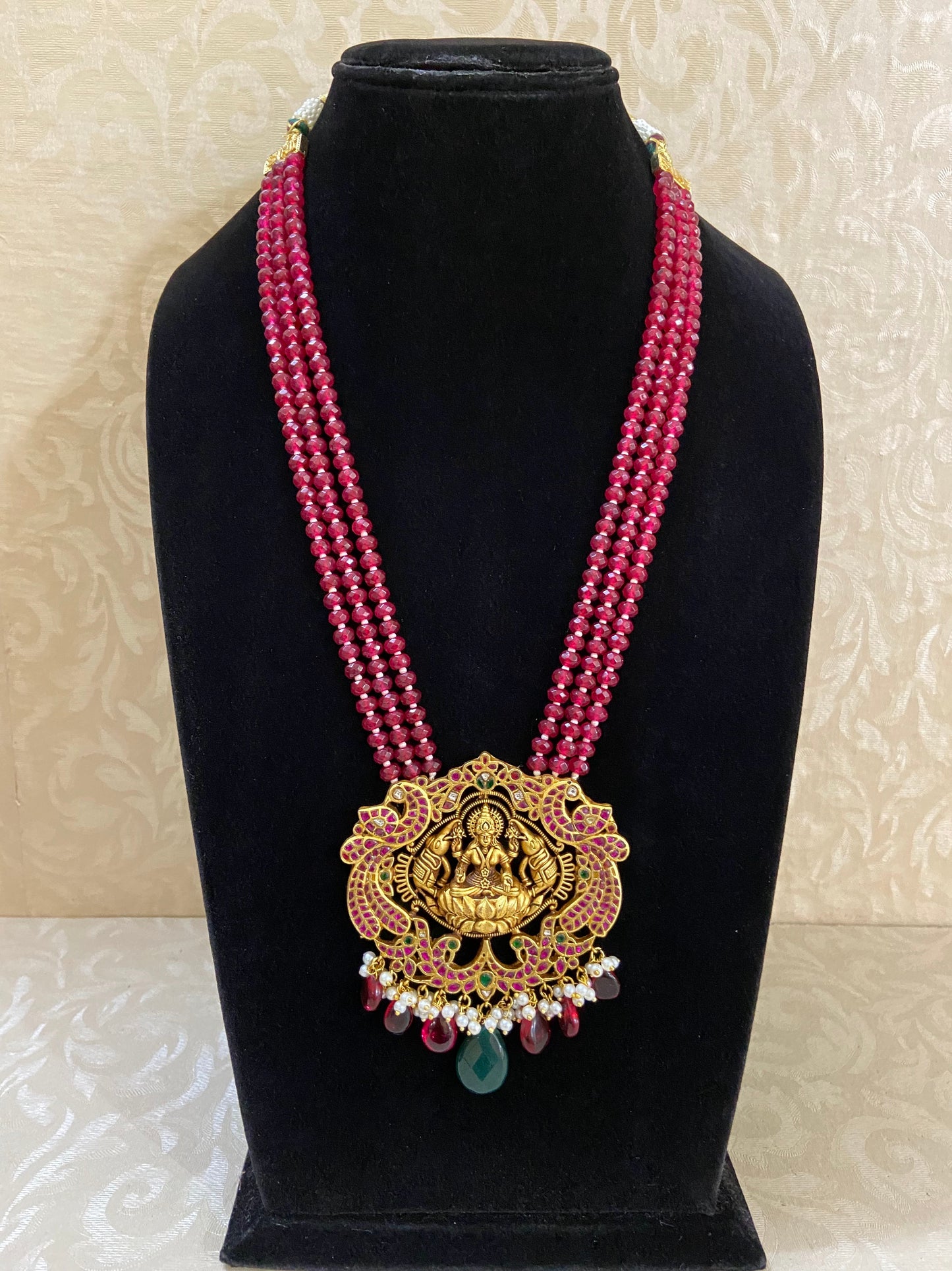 Jadau kundan pendant necklace | beads necklace | traditional necklace